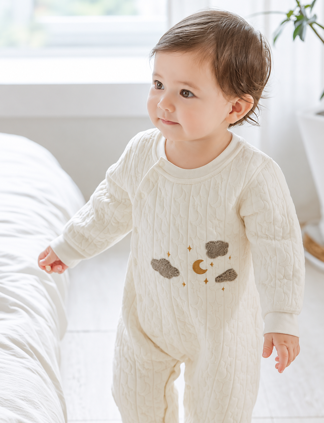 Moon & Cloud Quilted Romper